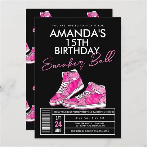 Pink Sneaker Ball Birthday Invitation Zazzle