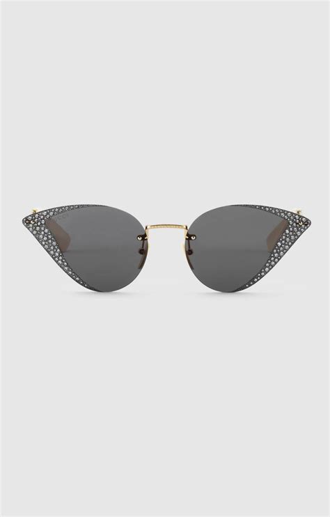 Gucci Geometrical Frame Sunglasses With Crystals In 2021 Sunglass