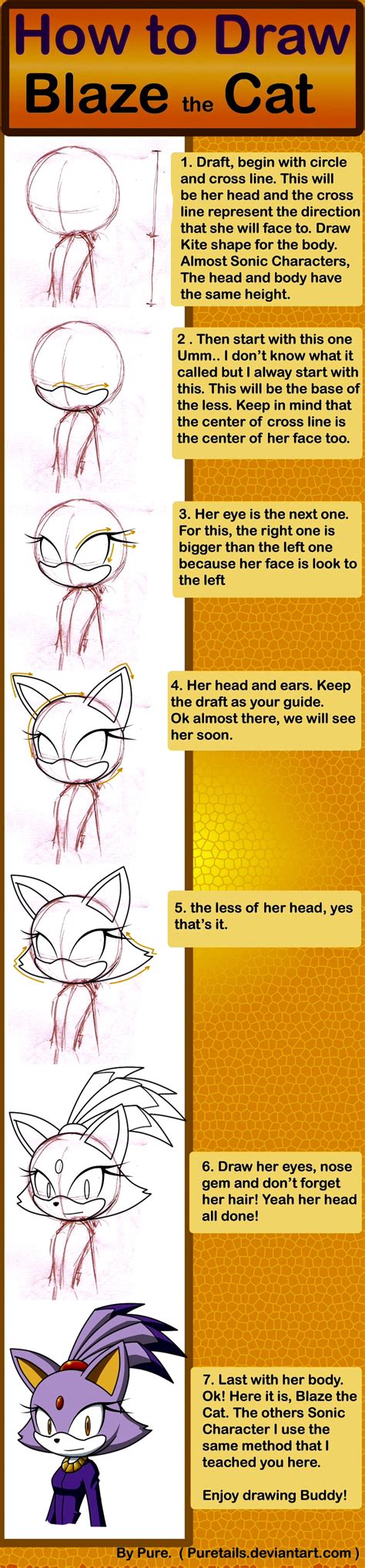 How To Draw Blaze The Cat From Sonic Step By Step Drawing