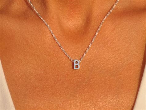 B Necklace Letter B Necklace Initial B Necklace Etsy