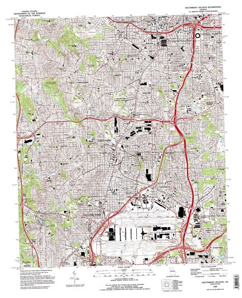 Southwest Atlanta Topographic Map 124000 Scale Georgia