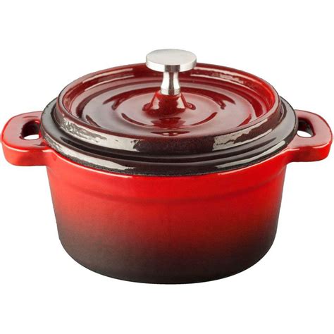 La Cuisine 4 In Cast Iron Mini Round Casserole In Red Lc 2500 The Home Depot