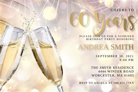 Cheers To The 60 Years Birthday Invitation Template Postermywall