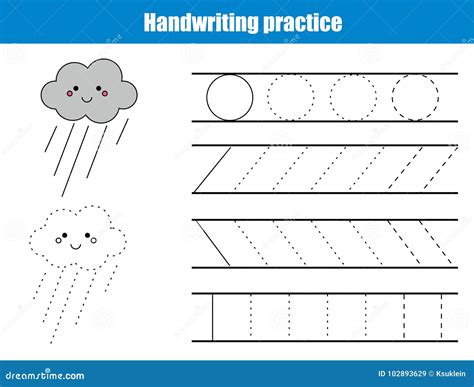 Handwriting Practice Sheet. Educational Children Game, Printable ...