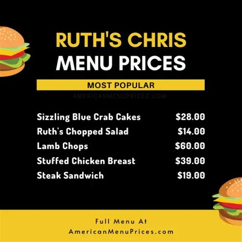 Ruth’s Chris Steak House Menu & Prices in USA 2023 – American Menu Prices