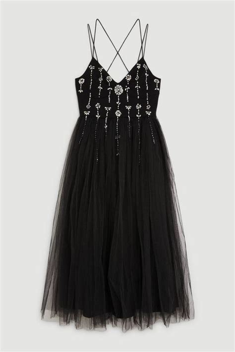 Dresses Crystal Embellished Tulle Midi Dress Karenmillen