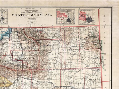 Vintage Map of Wyoming Old Wyoming Map Wyoming Home Decor - Etsy