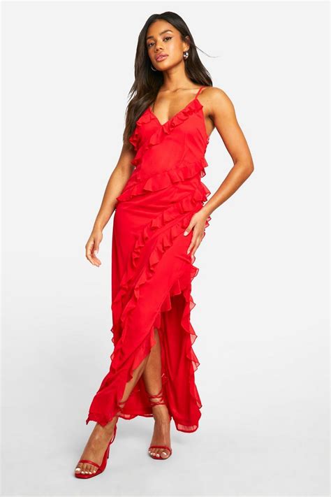 Ruffle Chiffon Maxi Dress Boohoo Usa