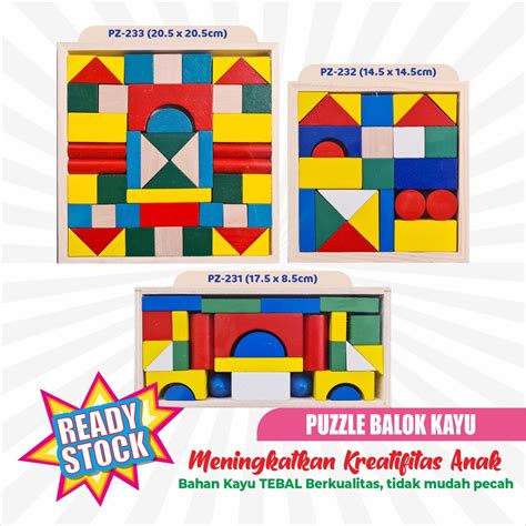 Jual Mainan Balok Kayu Susun Mainan Susun Puzzle Kayu Balok Kayu Warna