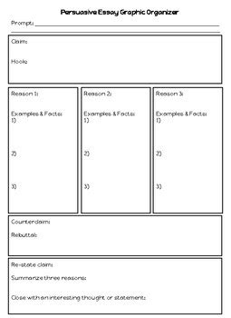 Persuasive Writing Essay Graphic Organizer by Gina Bidmead | TpT