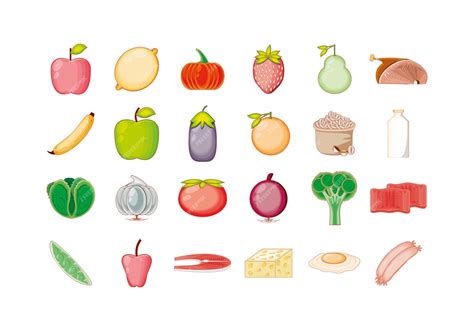 Premium Vector Isolated Healthy And Organic Food Icon Set