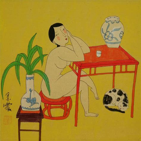 Hanging Out In The Nude Chinese Modern Art Painting Modern Art Paintings Hand Painting Art