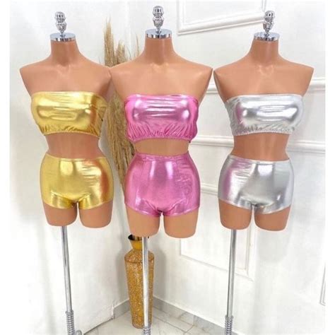 Conjunto Hot Pants Carnaval Hotpants Top E Calcinha Moda Feminina Tendencia Blocos Shopee Brasil