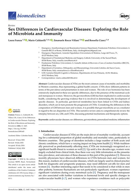 PDF Sex Differences In Cardiovascular Diseases Exploring The Role Of Microbiota And Immunity