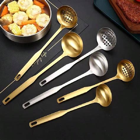 Stainless Steel Soup Spoon Rack Creative Hot Pot Tableware Gift Hotel Ins Kitchen Gadget Golden