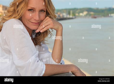 Portrait Of Beautiful Mature Woman Outdoors Stock Photo Alamy