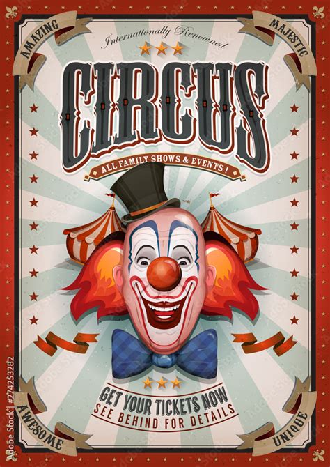 Vintage Circus Poster With Big Top Illustration Of Retro And Vintage