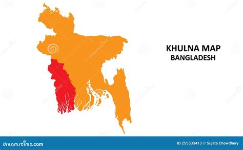 Mapa Del Estado Y Regiones De Khulna Resaltado En El Mapa De Bangladesh