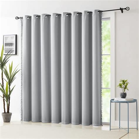 Cortinas Opacas Grises De 84 Pulgadas De Largo Con Pompones Grises