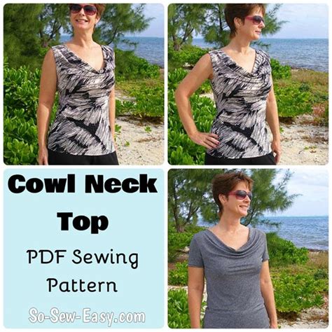 Cowl Neck Top Pdf Sewing Pattern Etsy