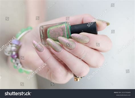 Female Hand Long Nails Nude Beige Stock Photo Shutterstock