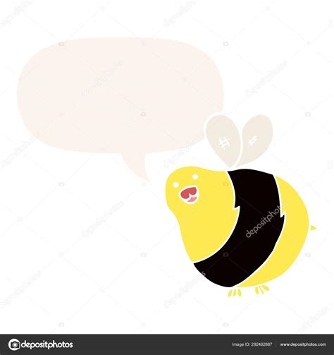 Cartoon Bee And Speech Bubble In Retro Style Stock Vector Image By