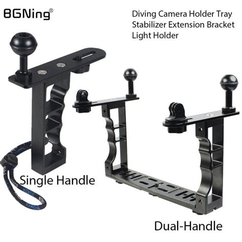 Camera Diving Tray Bracket Single Dual Handle Grip Ball Head Light