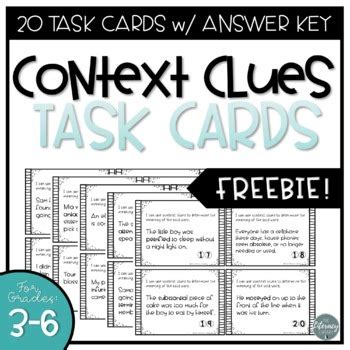 FREE Context Clues Task Cards by The Literacy Library | TPT