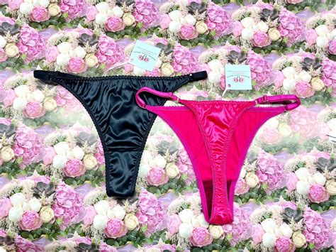 Pink Satin String Bikini Silky Thong Bikini Valentines Gift Panty Etsy