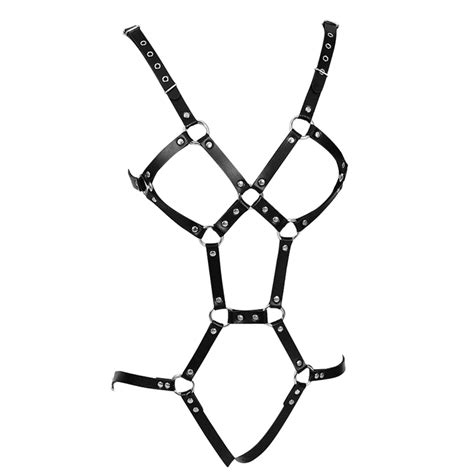 Fashion Leather Mature Women Sexy Club Wear Bra Wear Breast Harness Strappy Body Caged Bra