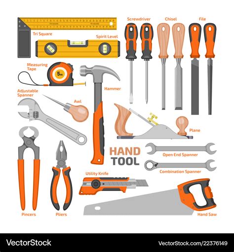 Hand tool construction handtools hammer Royalty Free Vector