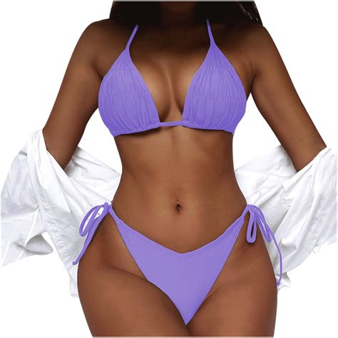 Piece Triangle Swimsuit For Women Sexy Halter Bikini String Tie Side Swimwear Simple Comfy