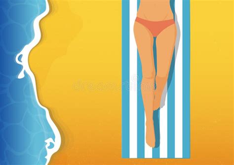 Girl With Pink Bikini Sunbathing On Beach Summer Vacation Stock Vector Illustration Of Blue
