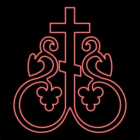 Neon cross vine Cross monogram Symbol secret communion sign Religious