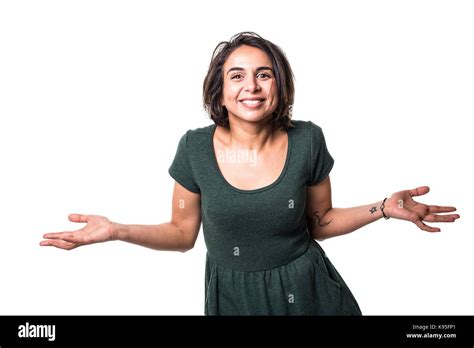 Bright Brunette Girl Isolated On A White Background Stock Photo Alamy