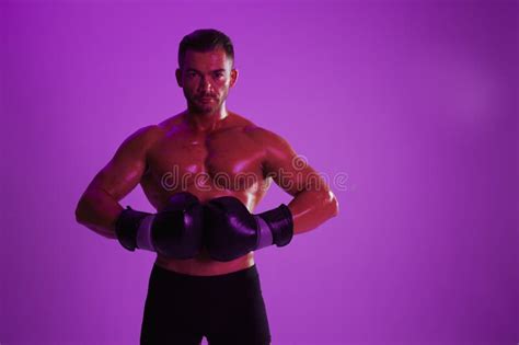 Man Bodybuilder Boxer Muscle Workout With Naked Torso Advertising