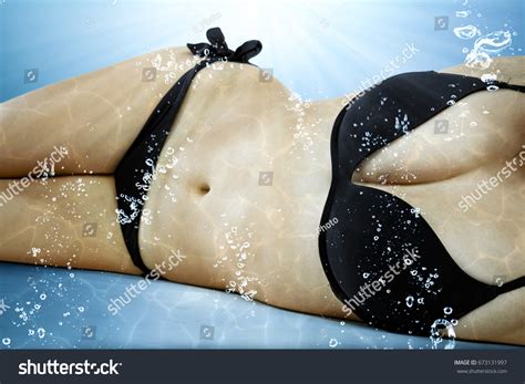 Slim Sexy Woman Bikini Water Splash Stock Photo 673131997 Shutterstock