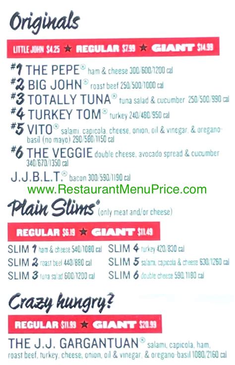 Jimmy Johns Menu With Prices Updated July 2024