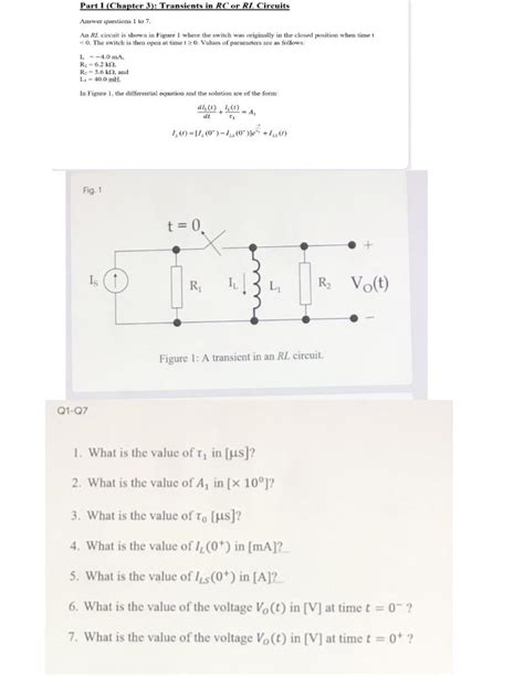 Solved Part I Chapter 3 Transients In Rc Or Rl Circuits