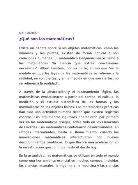 Que Son Las Matemáticas Pdf
