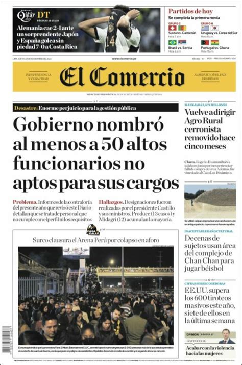 Peri Dico El Comercio Per Peri Dicos De Per Edici N De Jueves