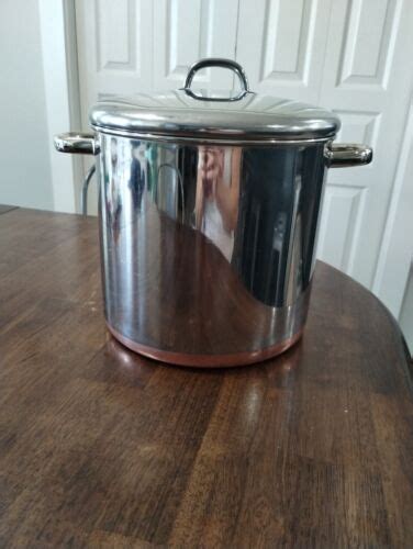 Vintage Revere Ware 12 Qt Stock Potlid Stainless Steel Copper Bottom Clinton Il Ebay