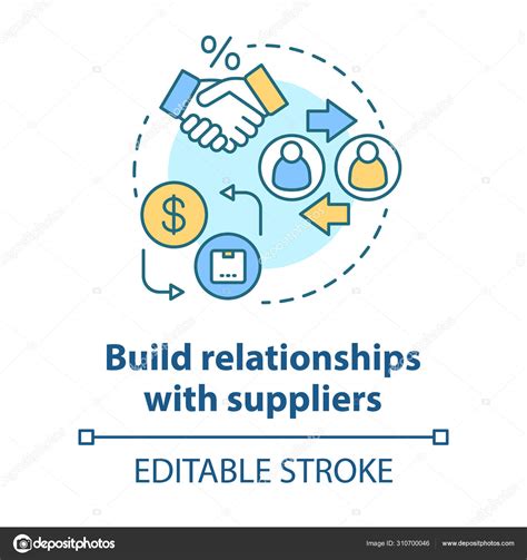 Build relationships with suppliers concept icon. Business agreement