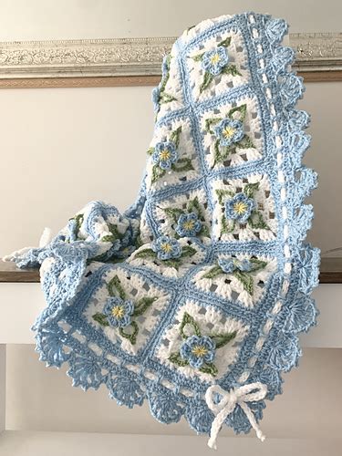 Ravelry Forget Me Nots Baby Blanket Pattern By Jtcreations