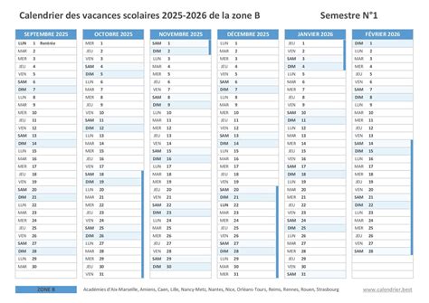 Calendrier scolaire 2025 2026 à consulter télécharger et imprimer en pdf