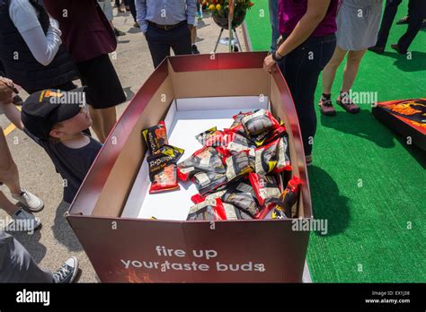 Popchips Promotes Their Crazy Hot Flavor Snack In Flatiron Plaza In New York On Wednesday