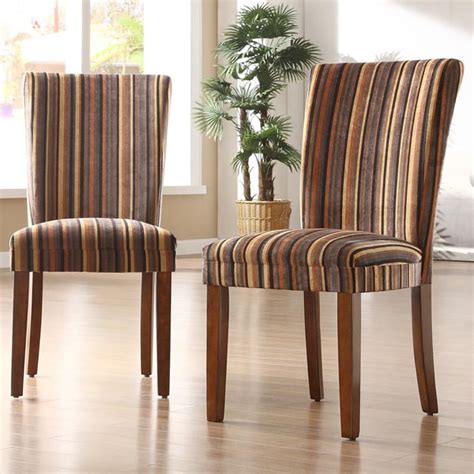 Tribecca Home Brown Stripe Print Parson Dining Chairs Set Of Free