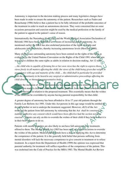 Treatment Refusal Case Essay Example Topics And Well Written Essays 3000 Words