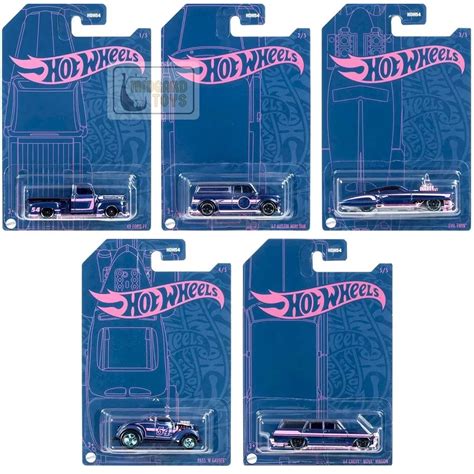 Hot Wheels Set 5 Miniaturas Aniversário 54 Anos Roxo e Rosa