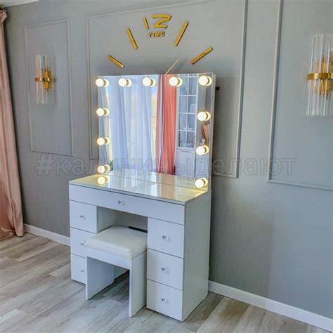 Гримерный столик 7 ящиков с безрамным зеркалом и ручками | Decoración ...